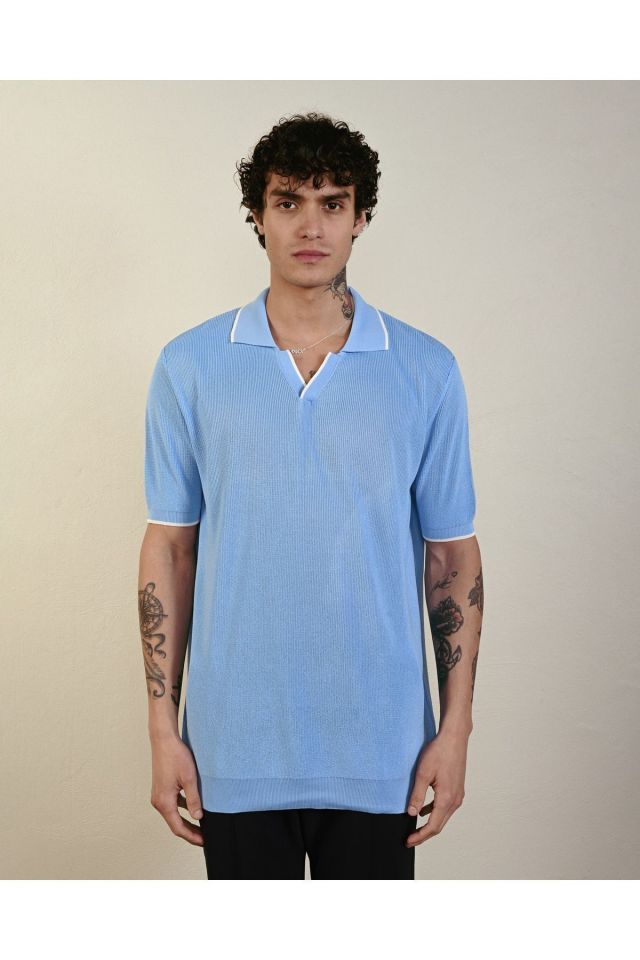Oversize Premium Basic Triko T-shirt BUZ MAVİ - XL
