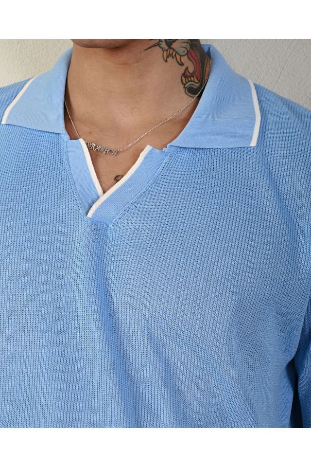 Oversize Premium Basic Triko T-shirt BUZ MAVİ - XL