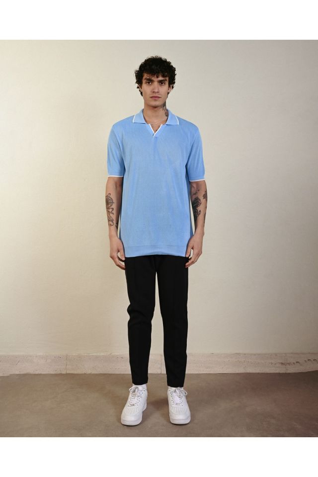 Oversize Premium Basic Triko T-shirt BUZ MAVİ - XL
