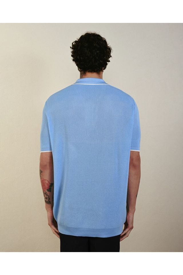 Oversize Premium Basic Triko T-shirt BUZ MAVİ - XL