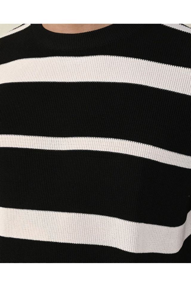 Premium Oversize Çizgili Triko Tshirt