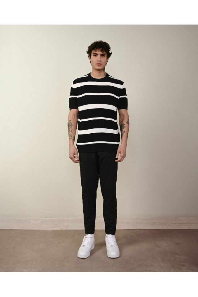 Premium Oversize Çizgili Triko Tshirt