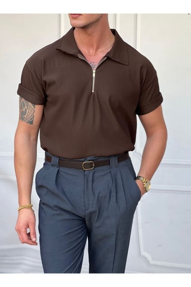 Fermuarlı Ottoman Oversize Erkek T-shirt
