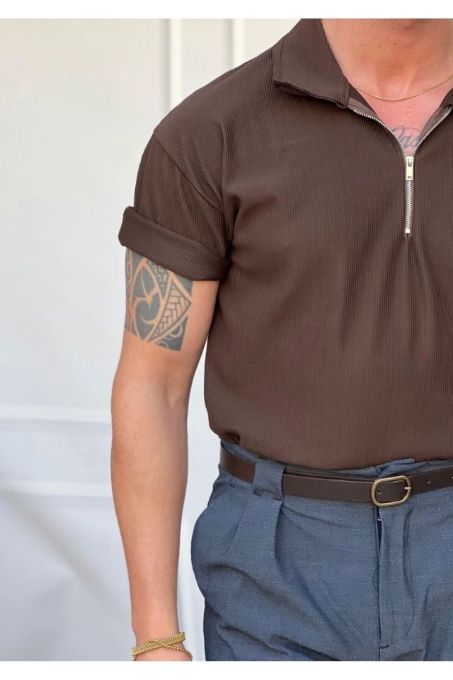 Fermuarlı Ottoman Oversize Erkek T-shirt