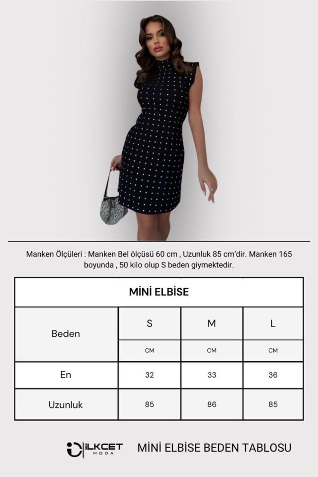 Taşlı Kadın Ottoman Mini Elbise