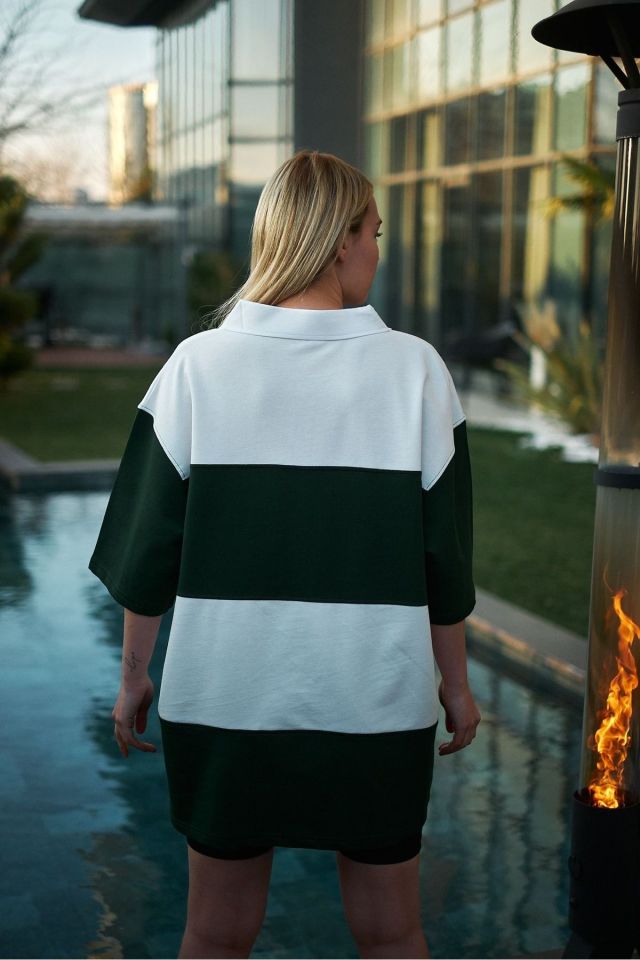 Yakalı Parça Detay Unisex Oversize Tshirt