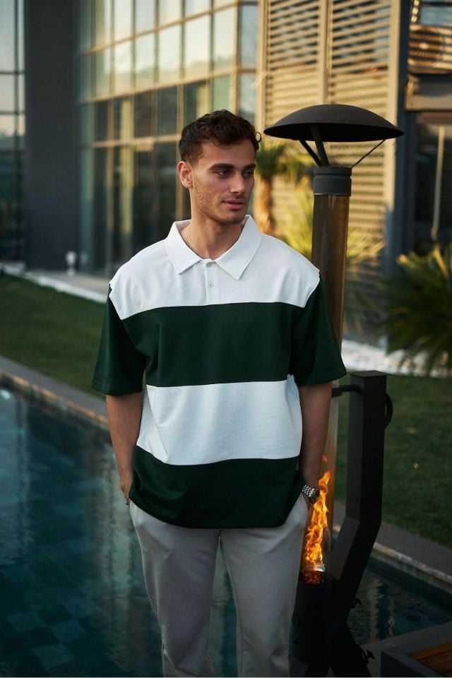 Yakalı Parça Detay Unisex Oversize Tshirt