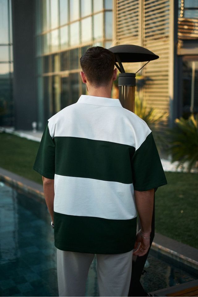 Yakalı Parça Detay Unisex Oversize Tshirt