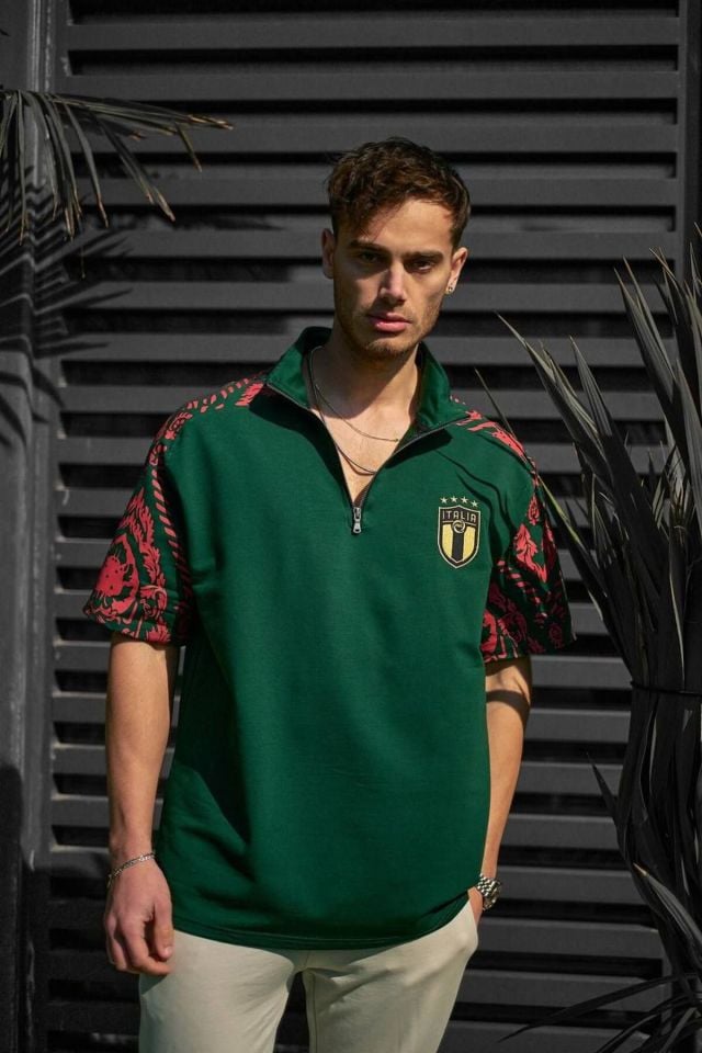 İtalya Nakışlı Unisex Oversize Tshirt