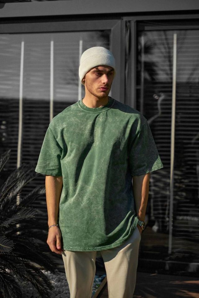 Yıkama Detay Oversize Unisex Penye Tshirt