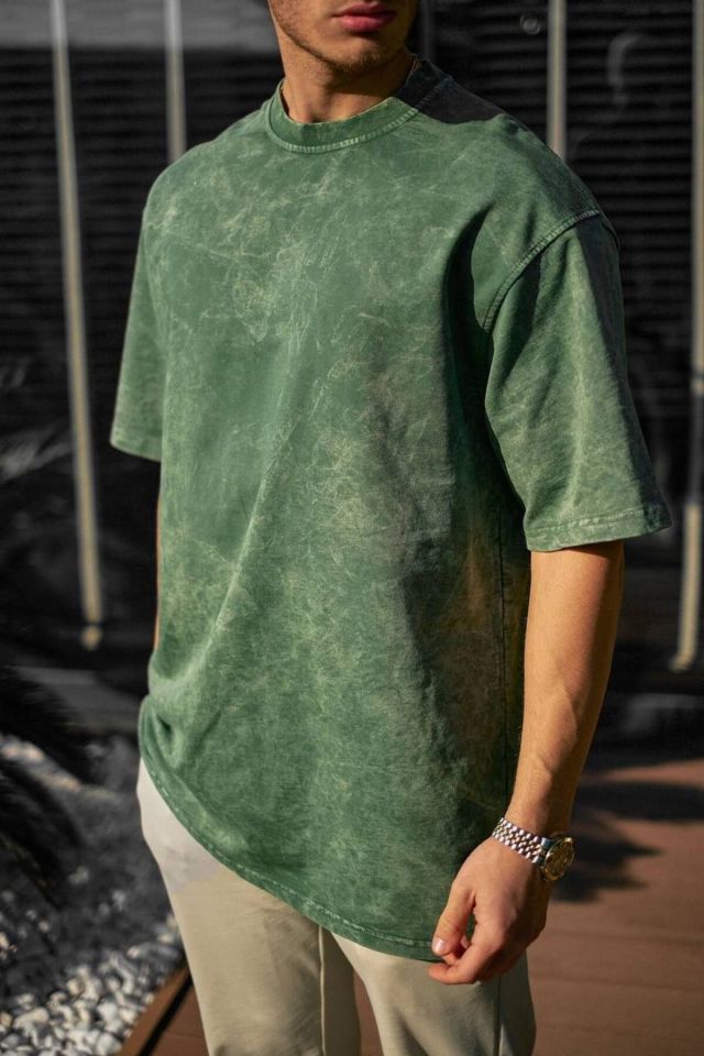 Yıkama Detay Oversize Unisex Penye Tshirt