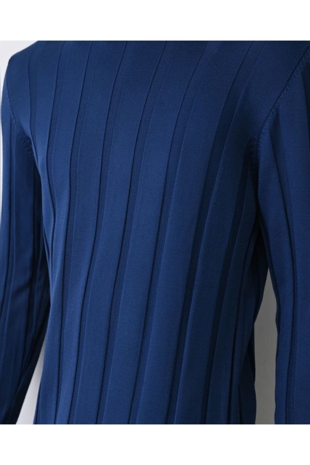 Slim Fit Şeritli Erkek Triko
