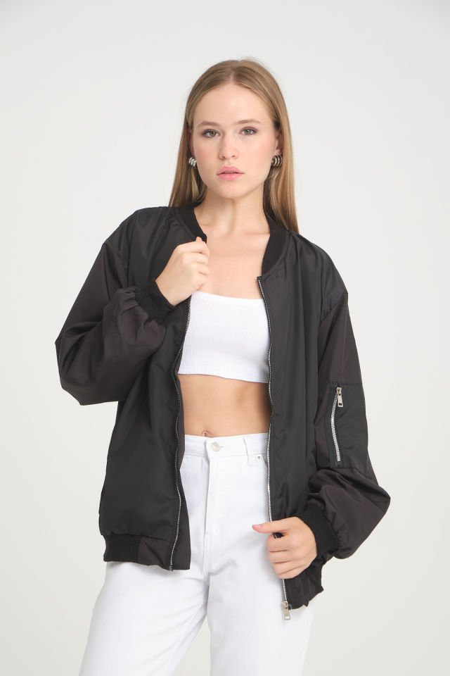 Oversize Unisex Paraşüt Mevsimlik Bomber Ceket
