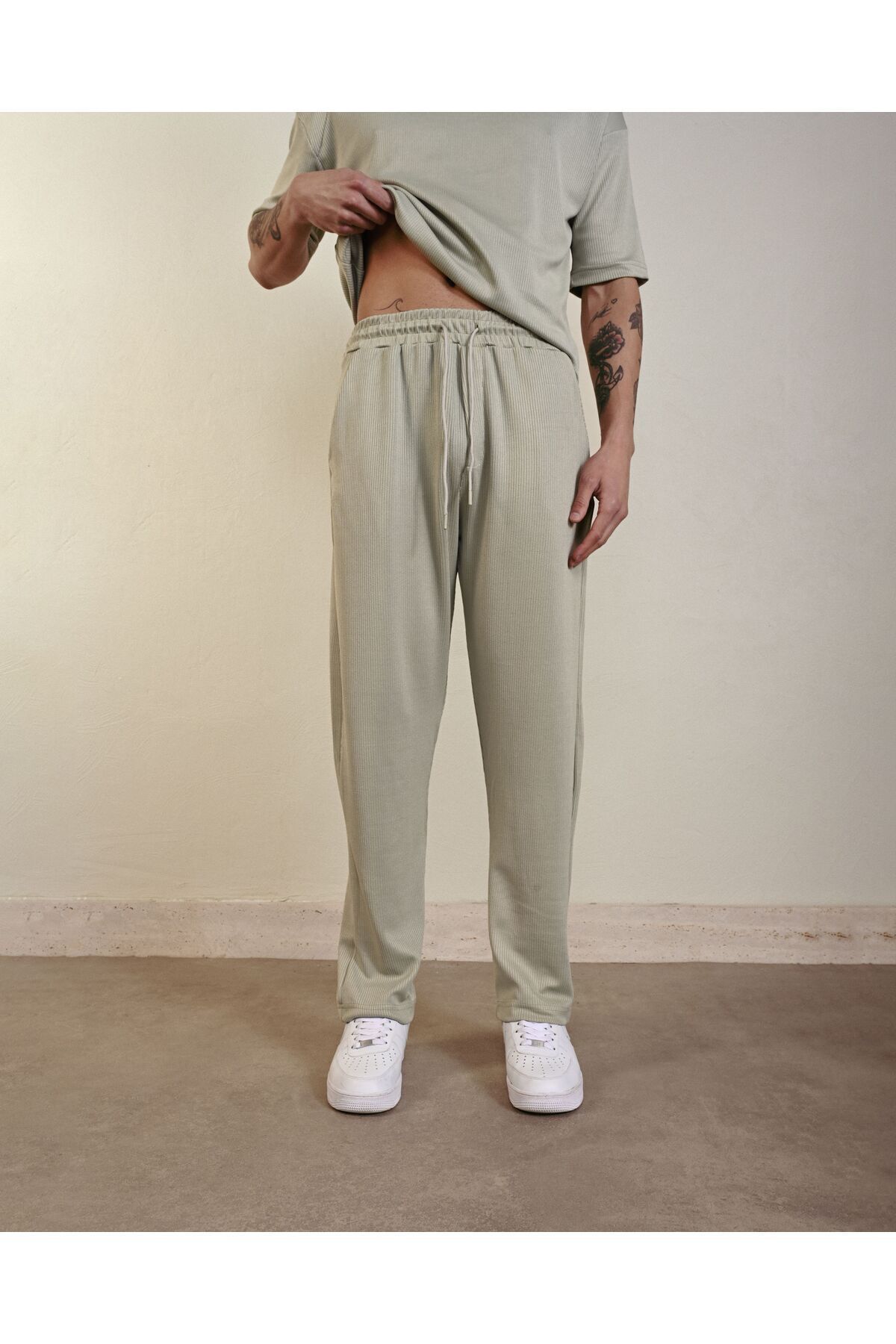 Unisex Örme Baggy Bol Eşofman Tarz Pantolon