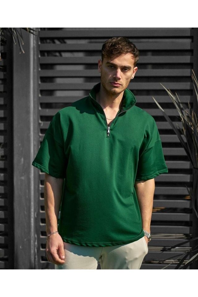 Fermuarlı Unisex Oversize Tshirt