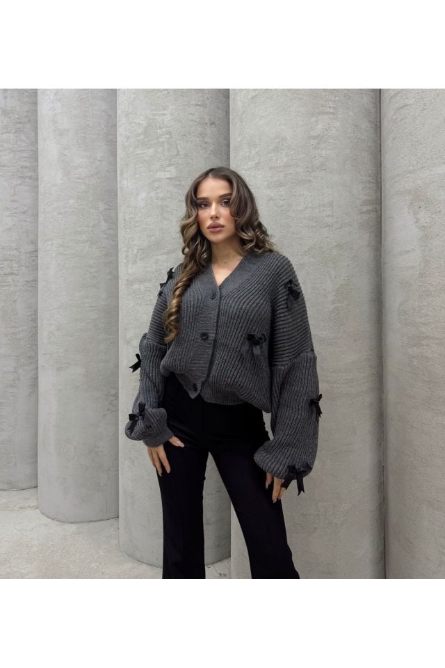 Kurdela Detay Oversize Kadın Hırka