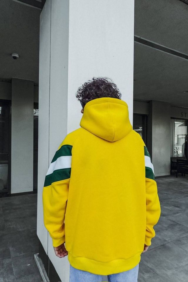 Brazil Oversize Unisex Kapüşonlu Sweatshirt SARI - L