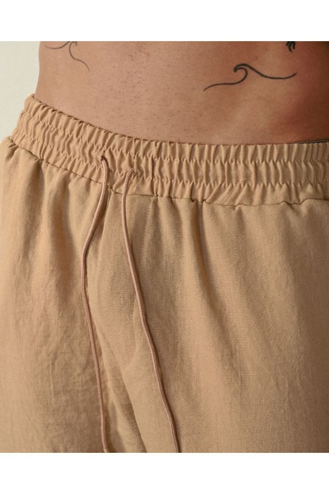 Regular Erkek Keten Pantolon VİZON - L