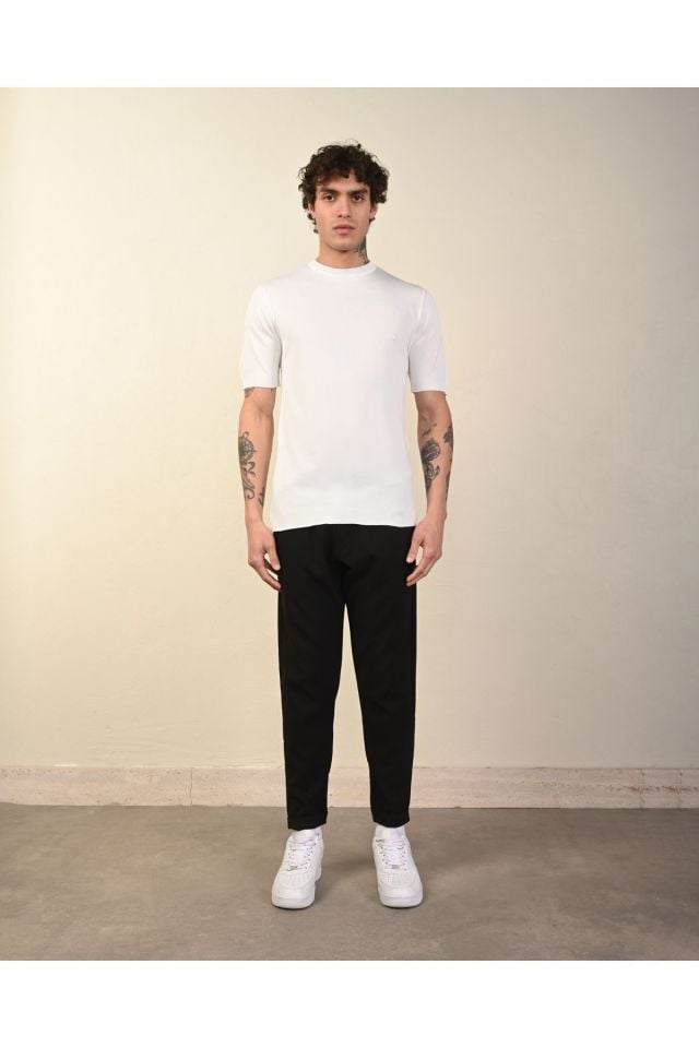 Dar Kesim Basic Erkek Triko Tshirt BEYAZ - S