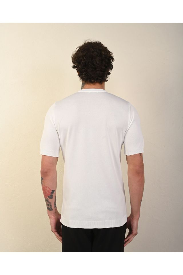 Dar Kesim Basic Erkek Triko Tshirt BEYAZ - S