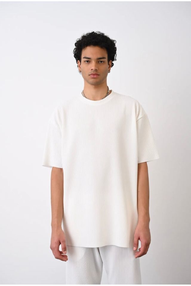 Oversize Ottoman Premium Erkek Tshirt BEYAZ - S