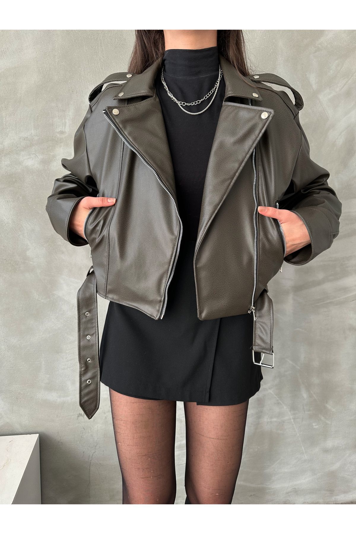 Oversize Kemerli Kadın Tarz Ceket