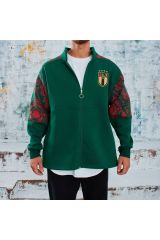 İtalya Unisex Oversize Fermuarlı Sweatshirt YEŞİL - S