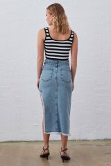 Çizgili Crop Kadın Triko SİYAH İNCE BEYAZ ÇİZGİLİ