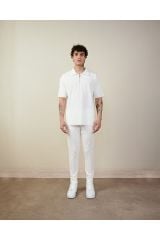 Fermuarlı Ottoman Oversize Erkek T-shirt BEYAZ - S