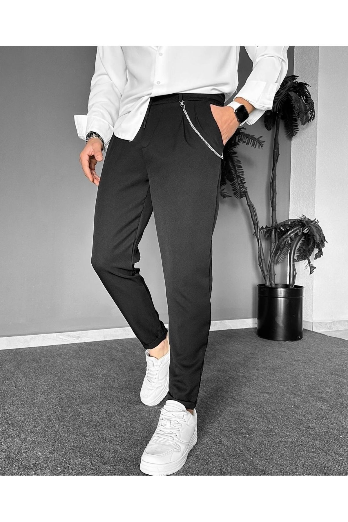 Mevsimlik Jogger Pantolon Hafif Bol Kesim SİYAH - S