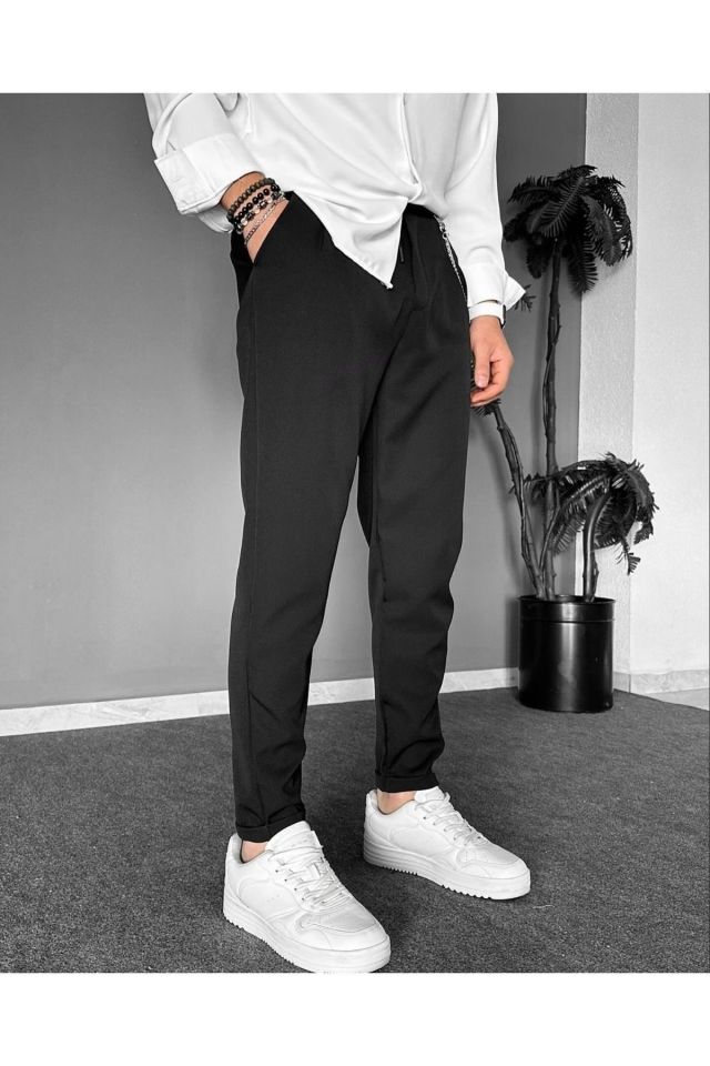 Mevsimlik Jogger Pantolon Hafif Bol Kesim SİYAH - S
