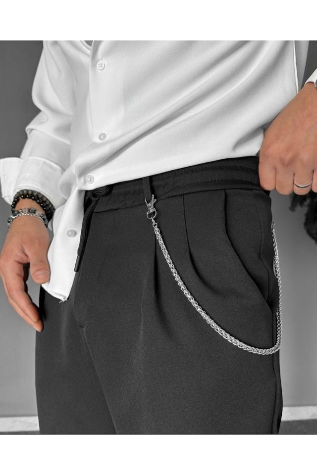 Mevsimlik Jogger Pantolon Hafif Bol Kesim SİYAH - S