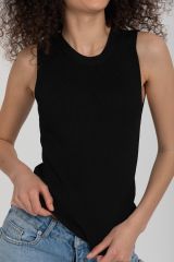 Çizgili Crop Kadın Triko SİYAH