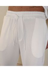 Unisex Örme Baggy Bol Eşofman Tarz Pantolon BEYAZ - XL