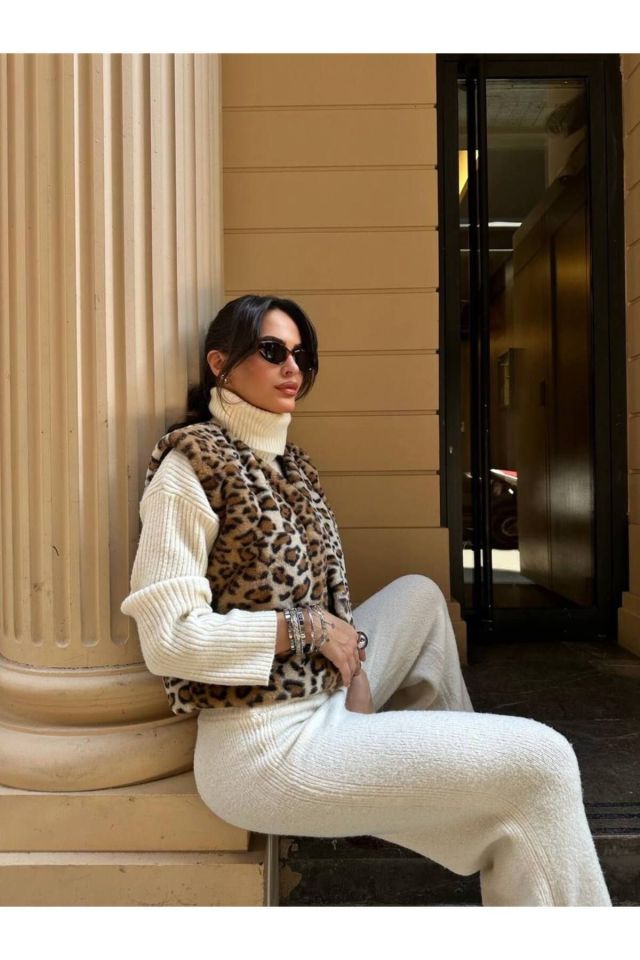 Desenli Oversize Kışlık Kadın Yelek