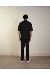 Unisex Örme Baggy Bol Eşofman Tarz Pantolon SİYAH - S