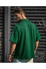 Fermuarlı Unisex Oversize Tshirt YEŞİL - S