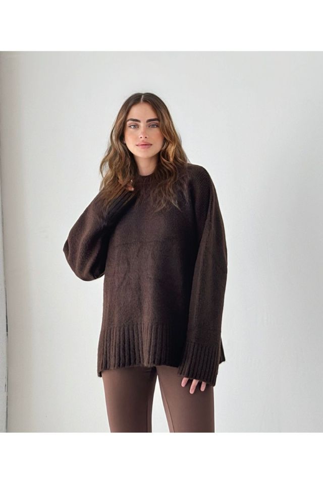 Oversize Basic Uzun Kadın Kazak