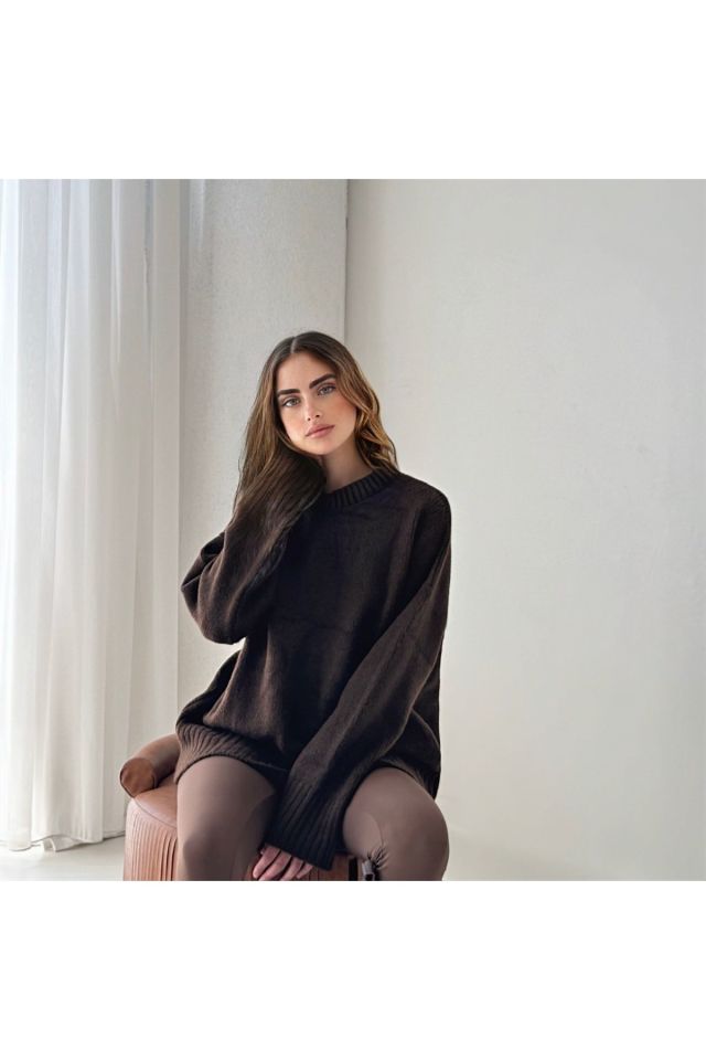 Oversize Basic Uzun Kadın Kazak