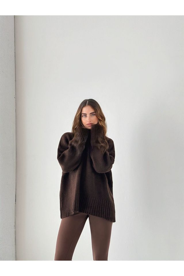 Oversize Basic Uzun Kadın Kazak