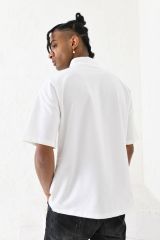 Fermuarlı Unisex Oversize Tshirt BEYAZ - M