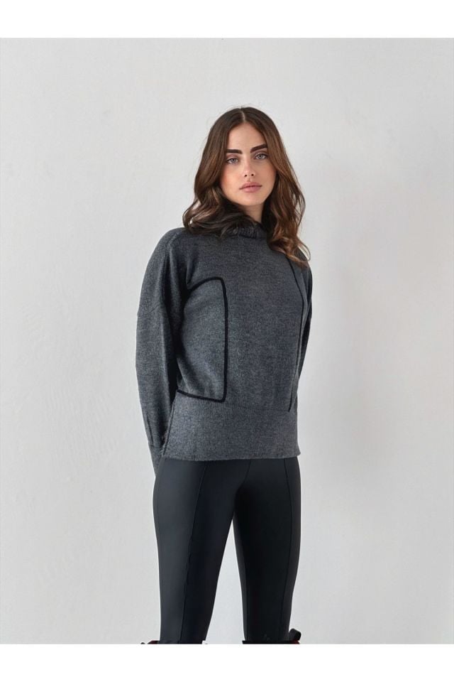 Süzene Nakışlı Oversize Kadın Kazak