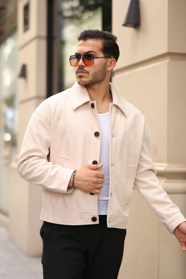 Oversize Kaşe Erkek Bomber Ceket