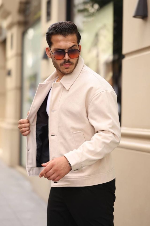 Oversize Kaşe Erkek Bomber Ceket
