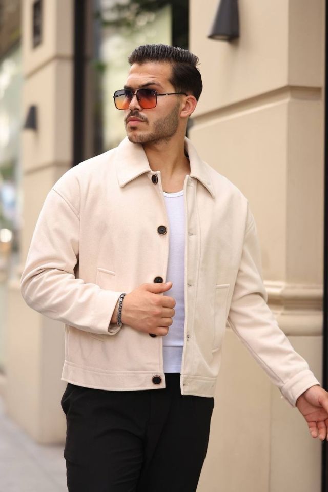 Oversize Kaşe Erkek Bomber Ceket