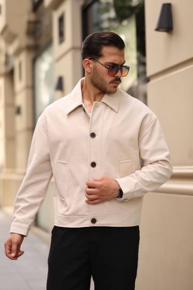 Oversize Kaşe Erkek Bomber Ceket