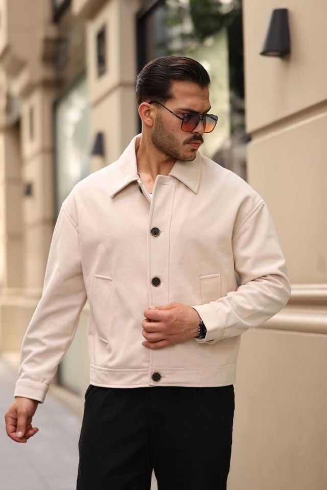 Oversize Kaşe Erkek Bomber Ceket