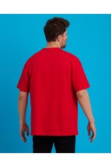 Pamuklu Unisex Oversize Basic T-shirt KIRMIZI - M