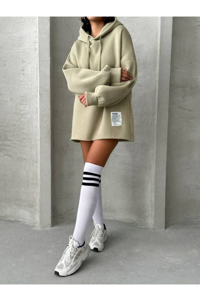 Oversize Uzun Kapüşonlu Kadın Sweatshirt