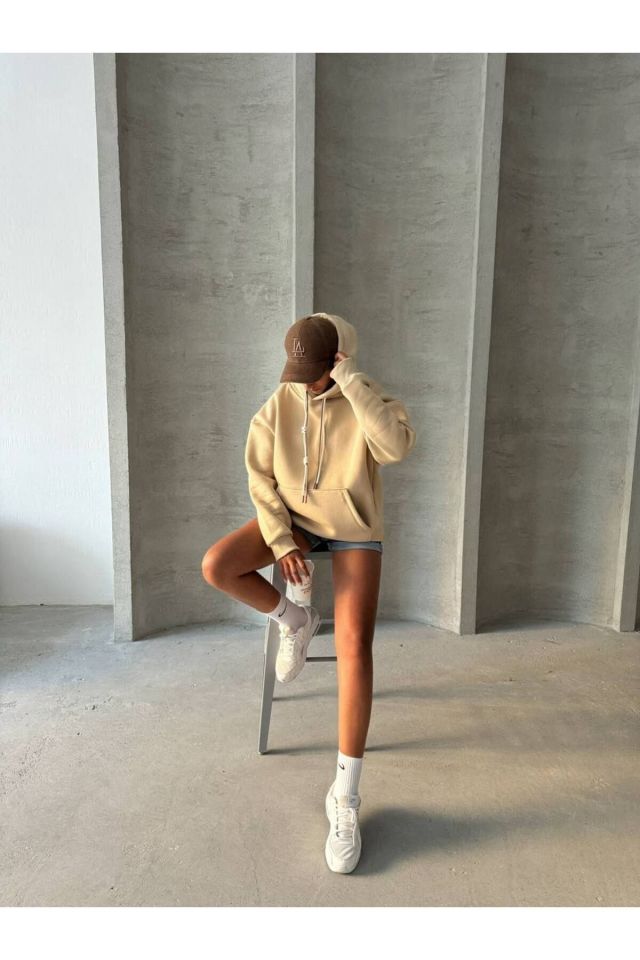 Bağcık Detay Oversize Kadın Sweatshirt